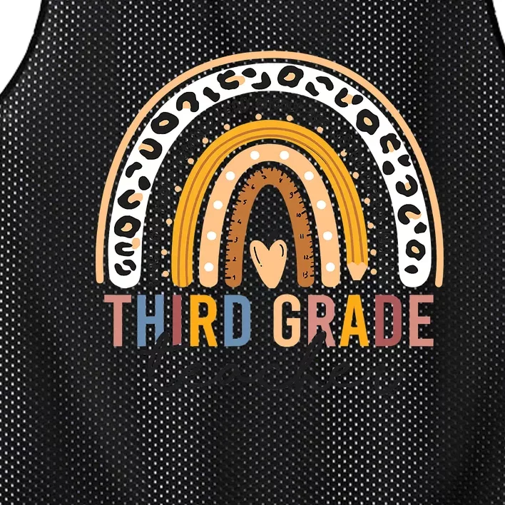 3rd Third Grade Teacher Cute Leopard Rainbow To School Mesh Reversible Basketball Jersey Tank