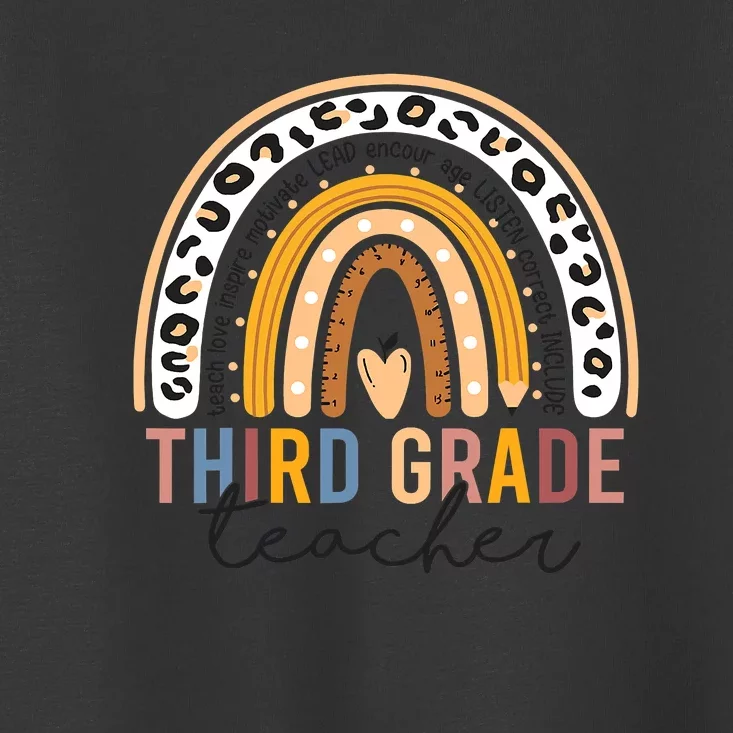 3rd Third Grade Teacher Cute Leopard Rainbow To School Toddler T-Shirt