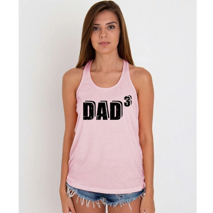 3rd Third Time Dad Father Of 3 Announcet Gift Women's Knotted Racerback Tank