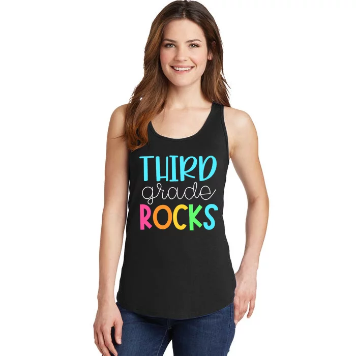 3rd Teacher Team Third Grade Rocks First Day Of Back To School Ladies Essential Tank