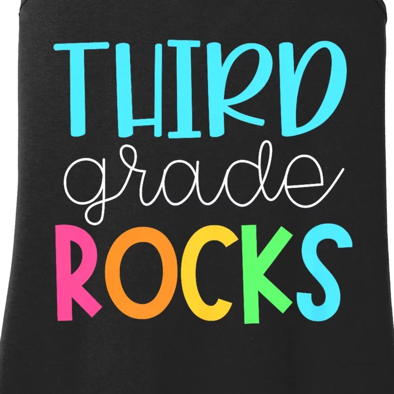 3rd Teacher Team Third Grade Rocks First Day Of Back To School Ladies Essential Tank