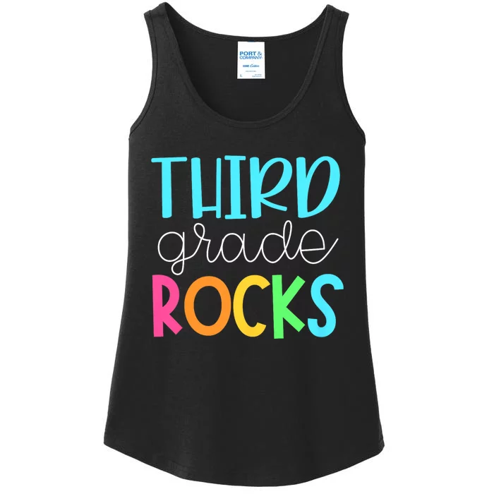 3rd Teacher Team Third Grade Rocks First Day Of Back To School Ladies Essential Tank