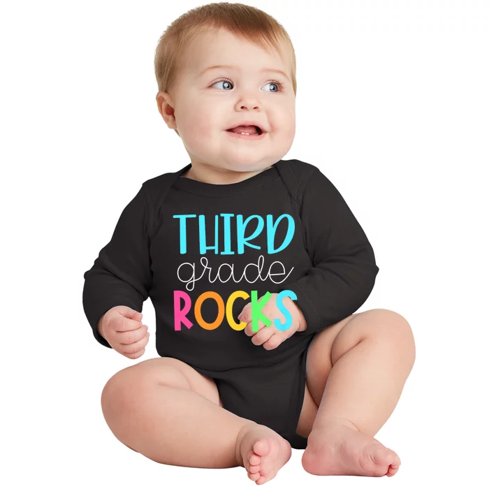 3rd Teacher Team Third Grade Rocks First Day Of Back To School Baby Long Sleeve Bodysuit