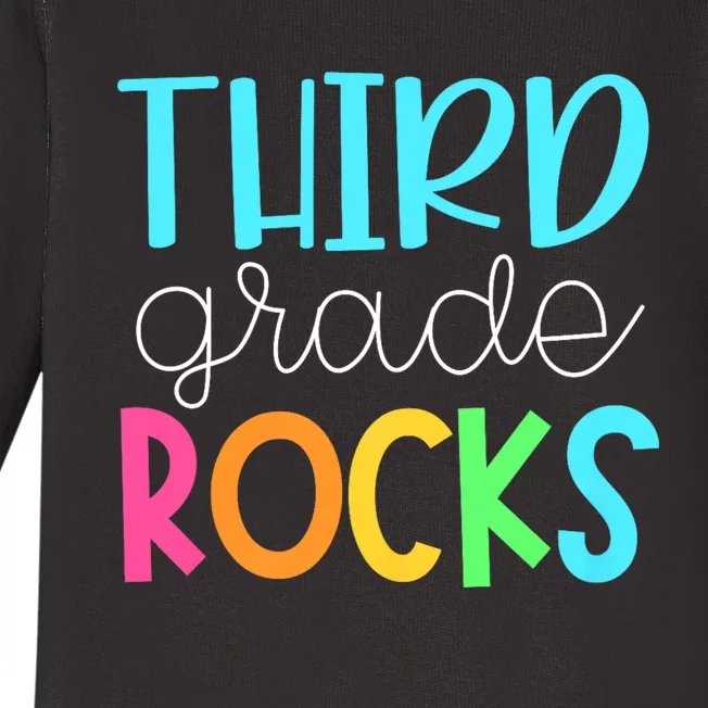 3rd Teacher Team Third Grade Rocks First Day Of Back To School Baby Long Sleeve Bodysuit