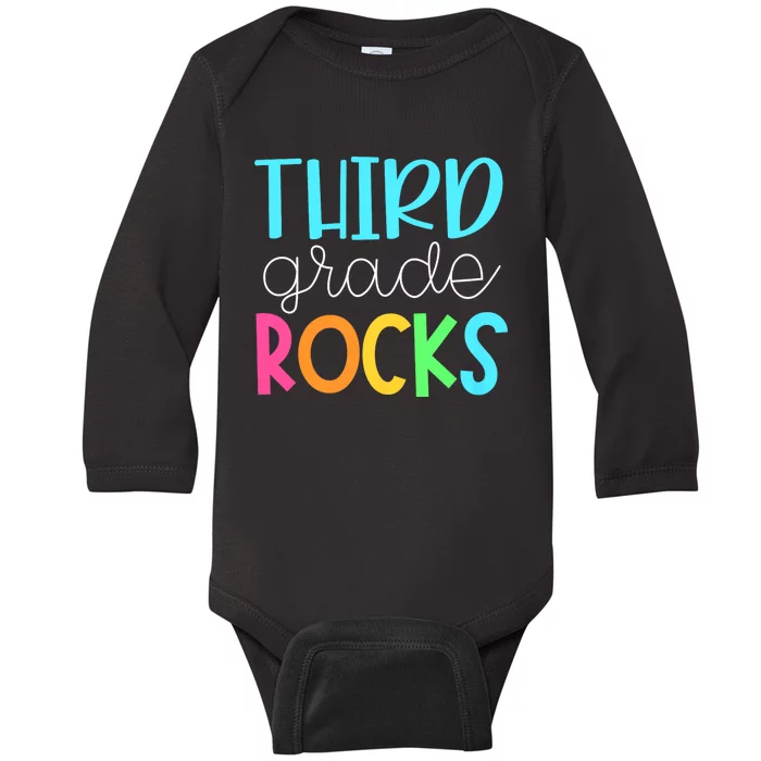 3rd Teacher Team Third Grade Rocks First Day Of Back To School Baby Long Sleeve Bodysuit