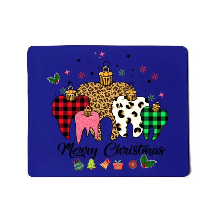 3 Three Teeth Merry Christmas Leopard Buffalo Plaid Pattern Funny Gift Mousepad