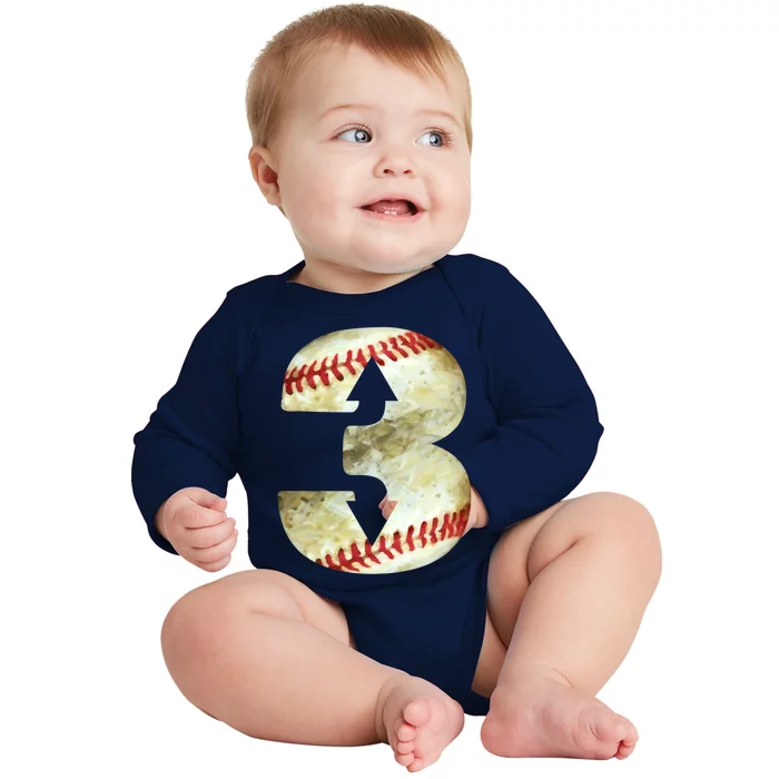 3 Up 3 Down Three Up Three Down Baseball Softball Player Gift Baby Long Sleeve Bodysuit