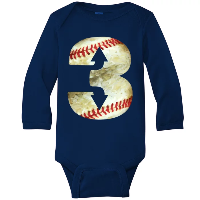 3 Up 3 Down Three Up Three Down Baseball Softball Player Gift Baby Long Sleeve Bodysuit