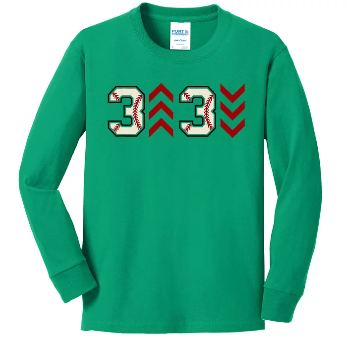 3 Up 3 Down Three Up Three Down Baseball Softball Kids Long Sleeve Shirt