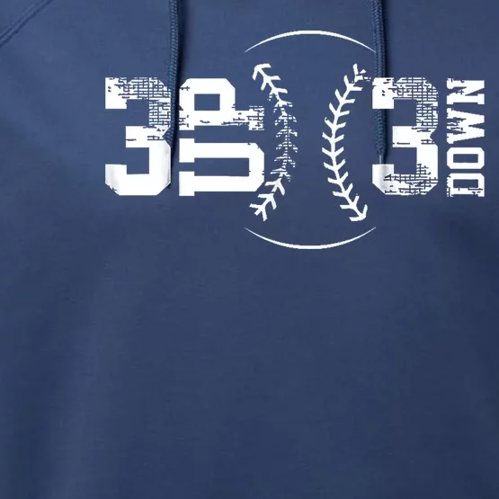 3 Up 3 Down Three Up Three Down Baseball Performance Fleece Hoodie