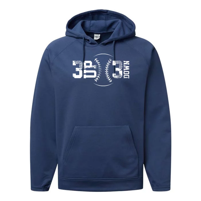 3 Up 3 Down Three Up Three Down Baseball Performance Fleece Hoodie