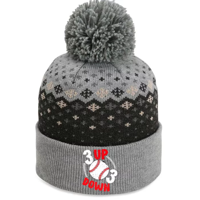 3 Up 3 Down Three Up Three Down Baseball Softball Players Gift The Baniff Cuffed Pom Beanie