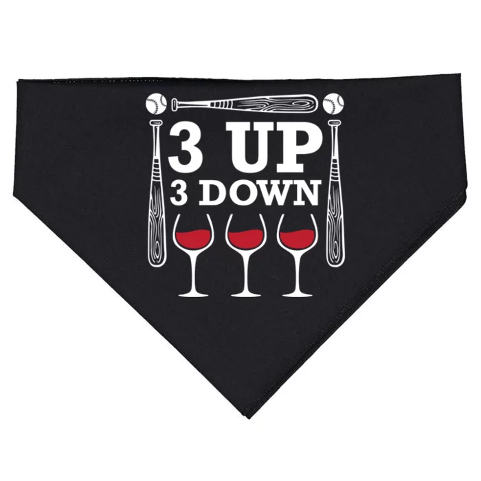 3 Up 3 Down Wine Baseball Cute Gift USA-Made Doggie Bandana