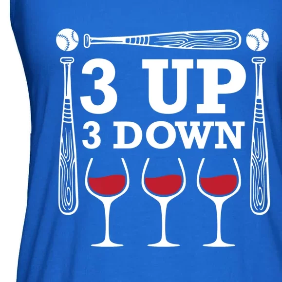 3 Up 3 Down Wine Baseball Cute Gift Ladies Essential Flowy Tank