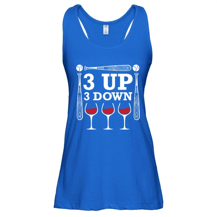 3 Up 3 Down Wine Baseball Cute Gift Ladies Essential Flowy Tank