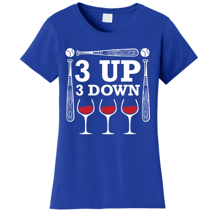 3 Up 3 Down Wine Baseball Cute Gift Women's T-Shirt