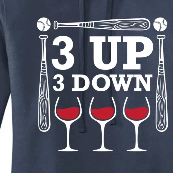 3 Up 3 Down Wine Baseball Cute Gift Women's Pullover Hoodie