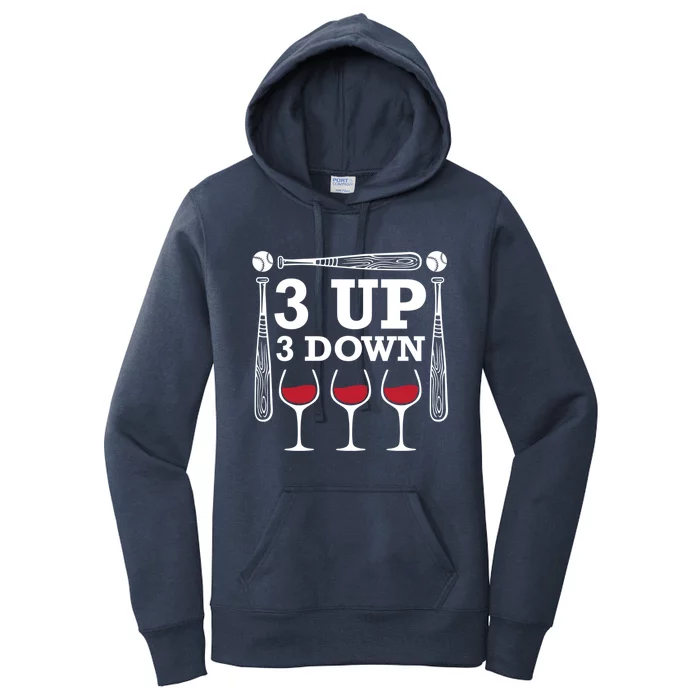 3 Up 3 Down Wine Baseball Cute Gift Women's Pullover Hoodie