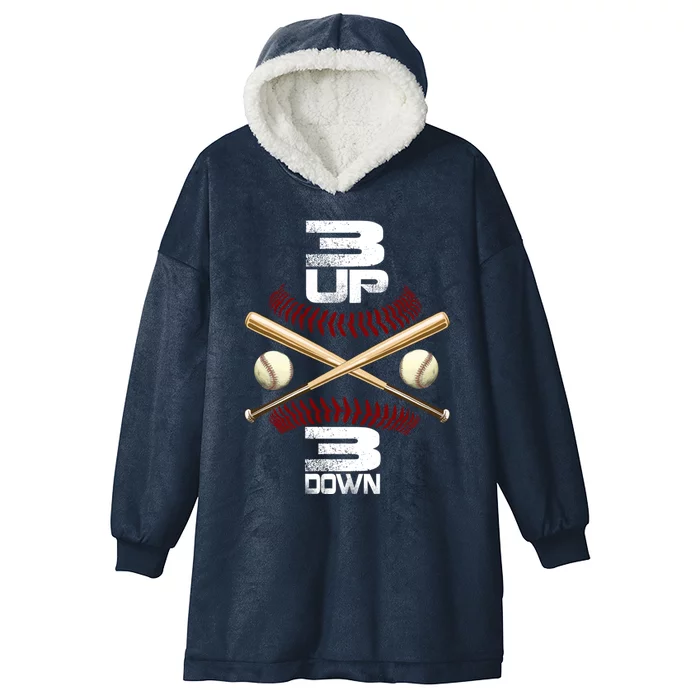 3 Up 3 Down Baseball Gift Funny Baseball Player And Fan Great Gift Hooded Wearable Blanket