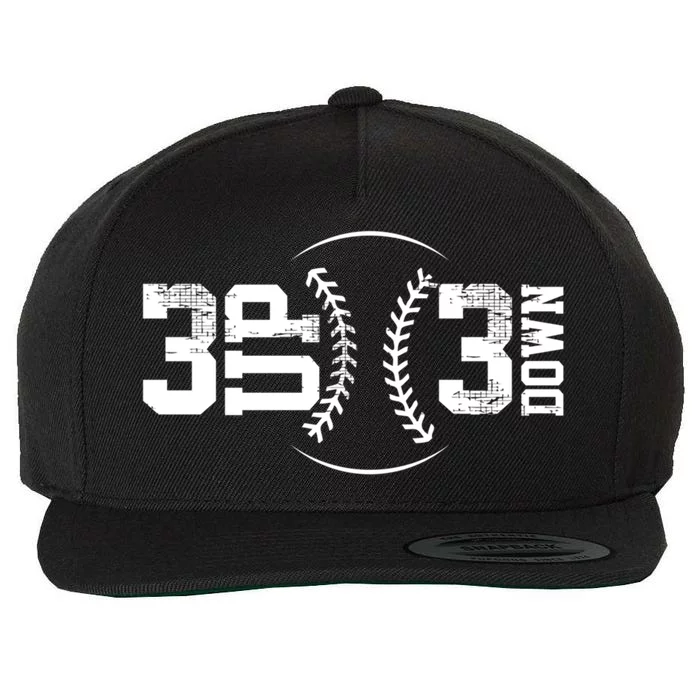 3 Up 3 Down Baseball Theme Gift Wool Snapback Cap