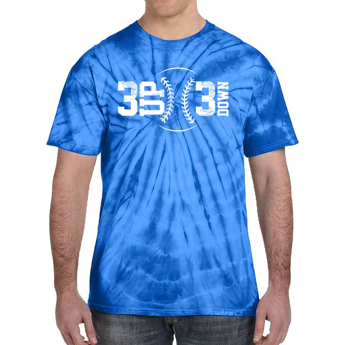 3 Up 3 Down Baseball Theme Gift Tie-Dye T-Shirt