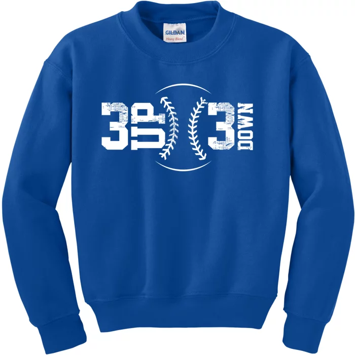 3 Up 3 Down Baseball Theme Gift Kids Sweatshirt