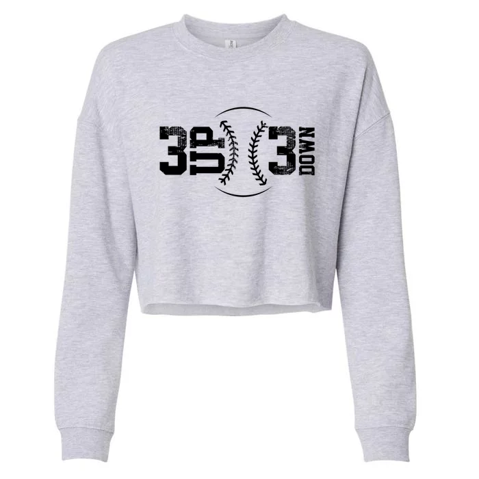 3 Up 3 Down Baseball Theme Gift Cropped Pullover Crew