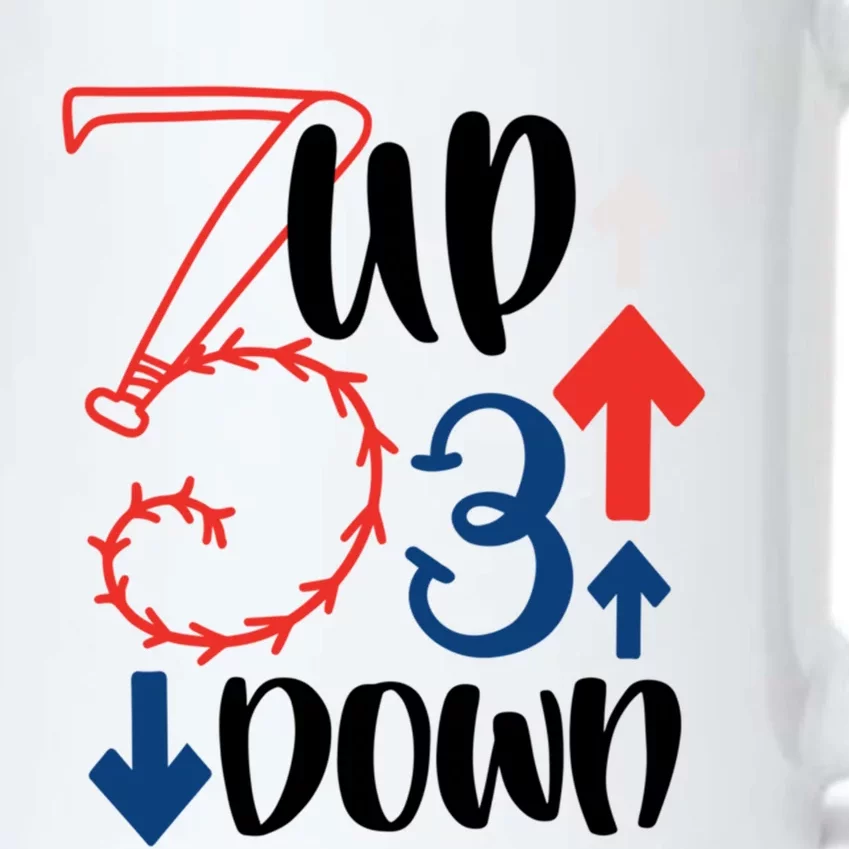 3 Up 3 Down Baseball Theme Funny Gift Black Color Changing Mug