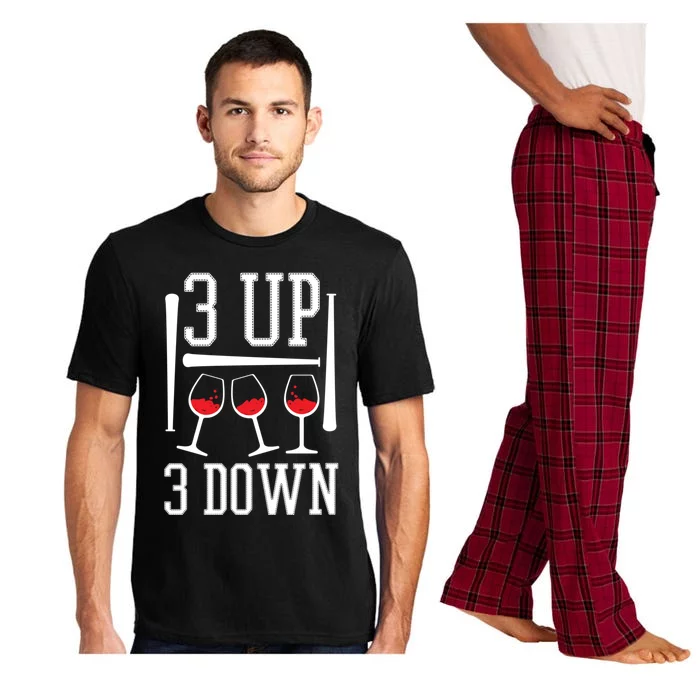 3 Up 3 Down Funny Wine Lover Baseball Game Fan Cool Saying Gift Pajama Set