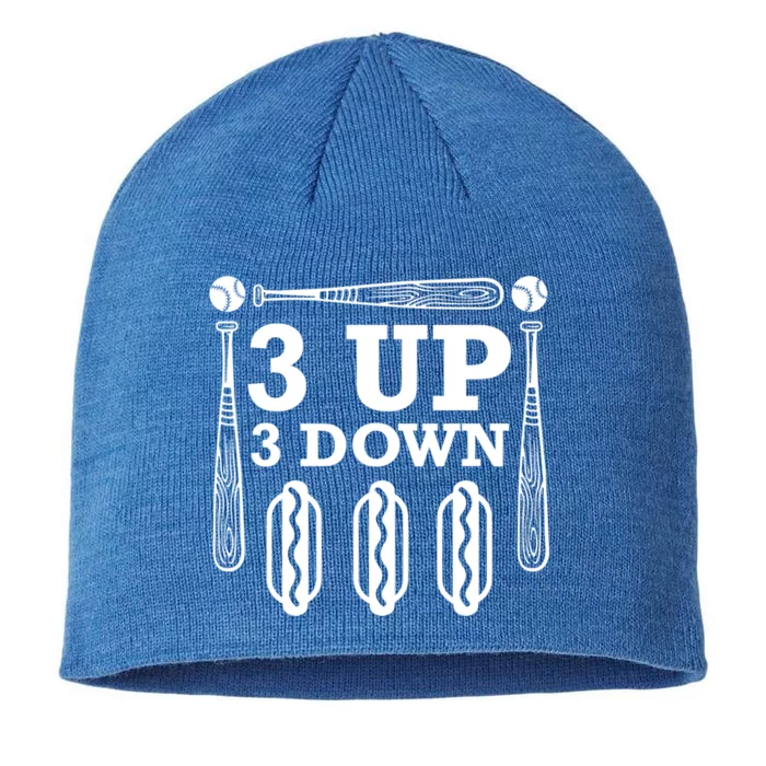 3 Up 3 Down Hotdogs Baseball Great Gift 8 1/2in Sustainable Knit Beanie