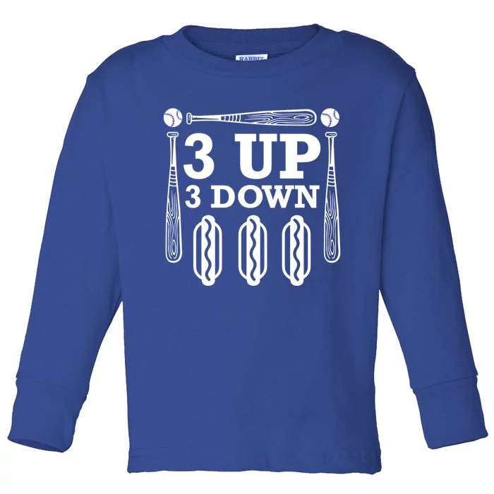 3 Up 3 Down Hotdogs Baseball Great Gift Toddler Long Sleeve Shirt