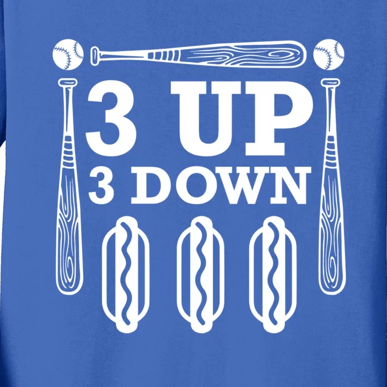 3 Up 3 Down Hotdogs Baseball Great Gift Kids Long Sleeve Shirt