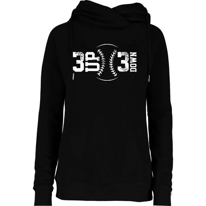 3 UP 3 Down Baseball Womens Funnel Neck Pullover Hood