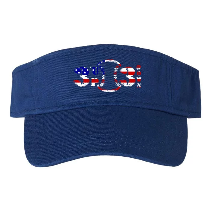 3 Up 3 Down Patriotic Baseball Outfit Funny Softball Gift Valucap Bio-Washed Visor