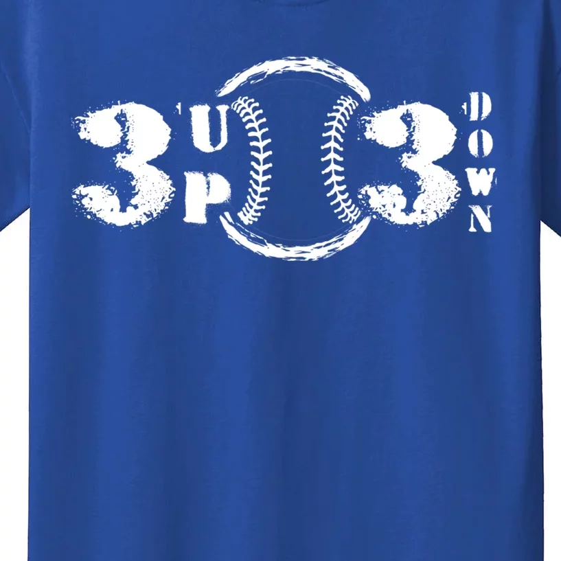 3 Up 3 Down Softball Outfit Three Up Tree Down Baseball Funny Gift Kids T-Shirt