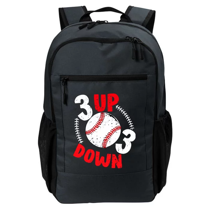 3 Up 3 Down Three Up Three Down Baseball Softball Players Gift Daily Commute Backpack