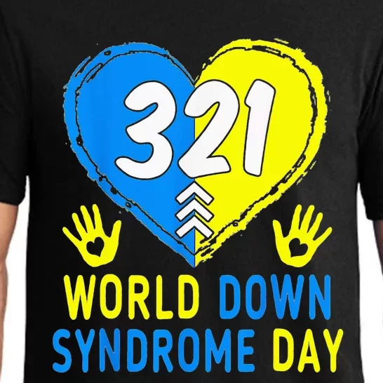 321 World Down Syndrome Day Awareness Blue Yellow Heart Pajama Set