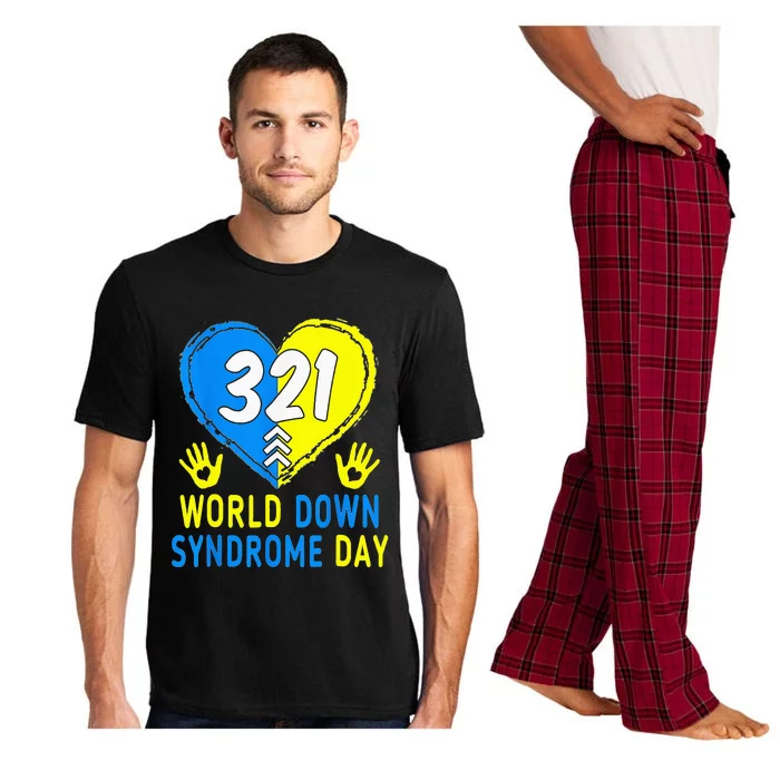 321 World Down Syndrome Day Awareness Blue Yellow Heart Pajama Set