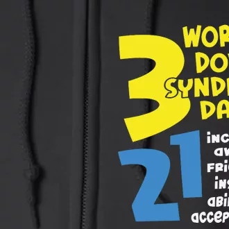 321 World Down Syndrome Day T21 Down Syndrome Down Right Perfect Full Zip Hoodie