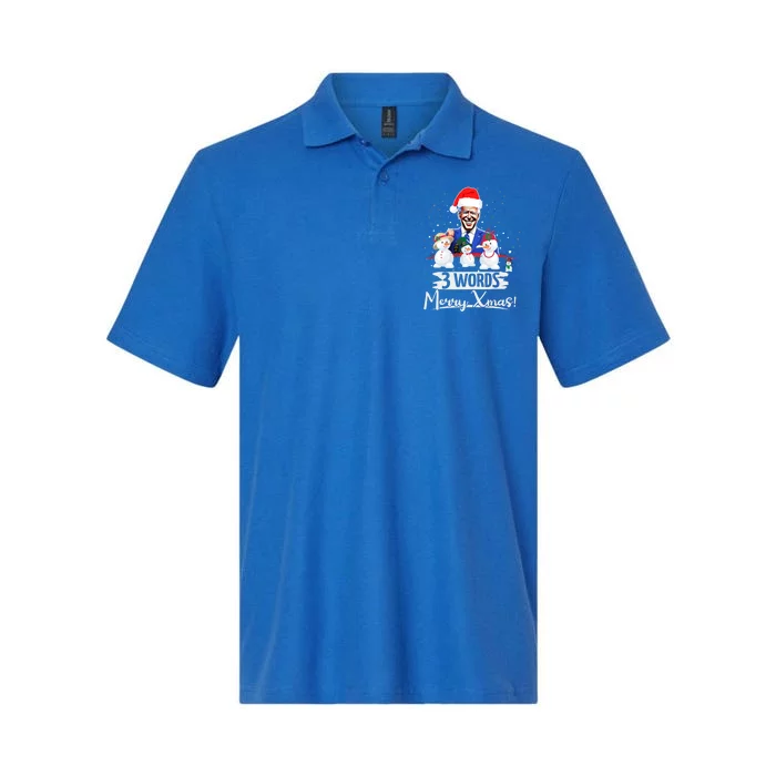 3 Words Merry Xmas Funny Biden Gift Softstyle Adult Sport Polo