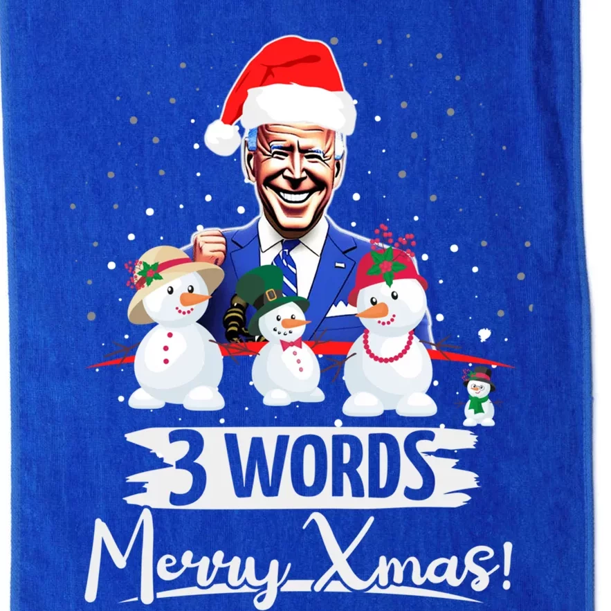 3 Words Merry Xmas Funny Biden Gift Platinum Collection Golf Towel