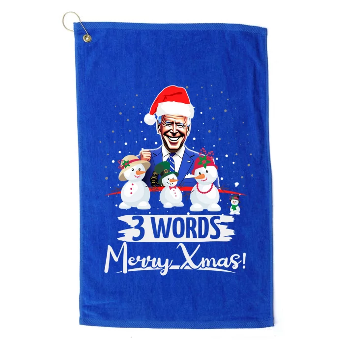 3 Words Merry Xmas Funny Biden Gift Platinum Collection Golf Towel