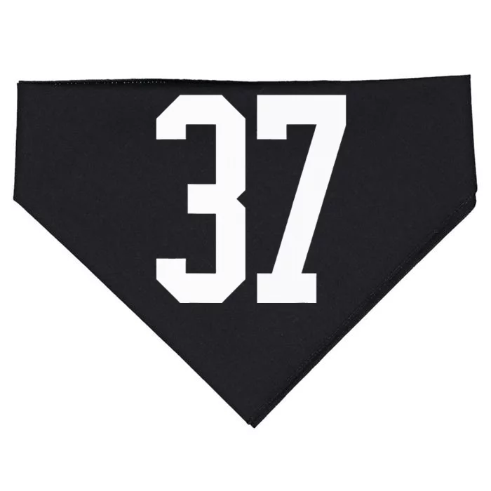 37 White Number 37 Sports Fan Jersey Style USA-Made Doggie Bandana