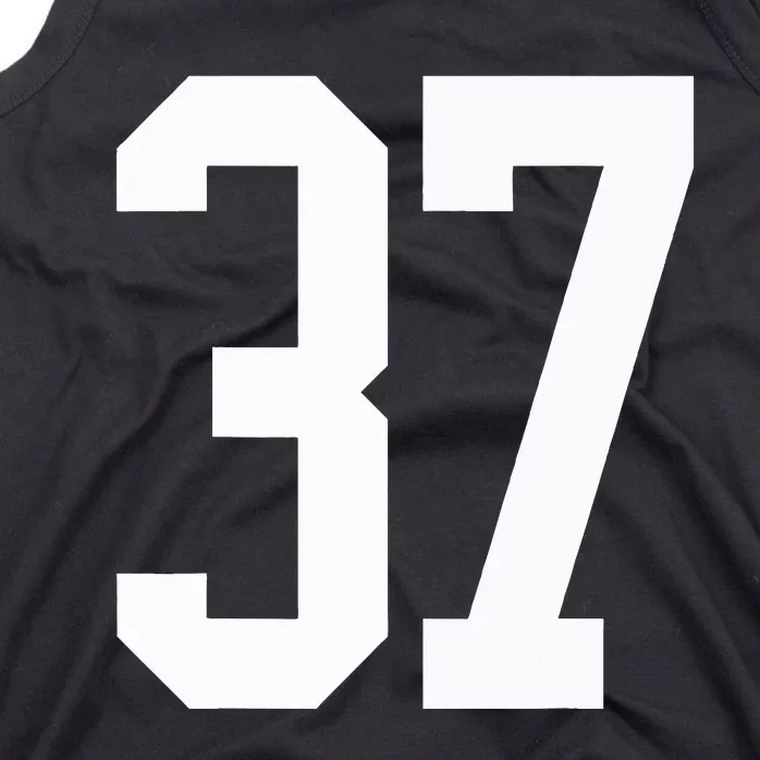 37 White Number 37 Sports Fan Jersey Style Tank Top