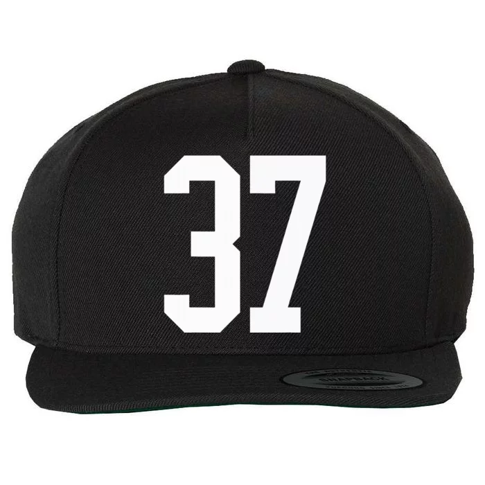 37 White Number 37 Sports Fan Jersey Style Wool Snapback Cap