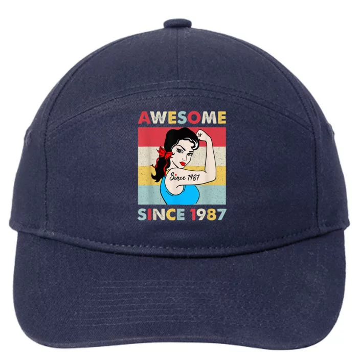 35 Year 35th Birthday Wo Vintage 1987 Birthday Present Gift 7-Panel Snapback Hat