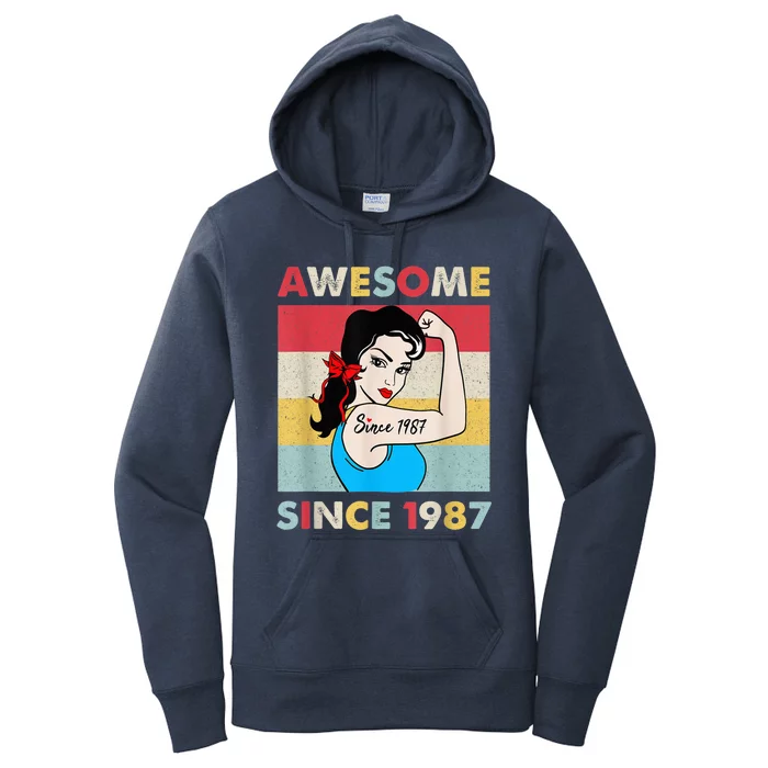 35 Year 35th Birthday Wo Vintage 1987 Birthday Present Gift Women's Pullover Hoodie