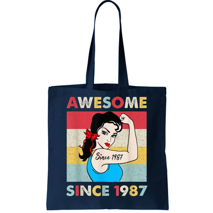 35 Year 35th Birthday Wo Vintage 1987 Birthday Present Gift Tote Bag