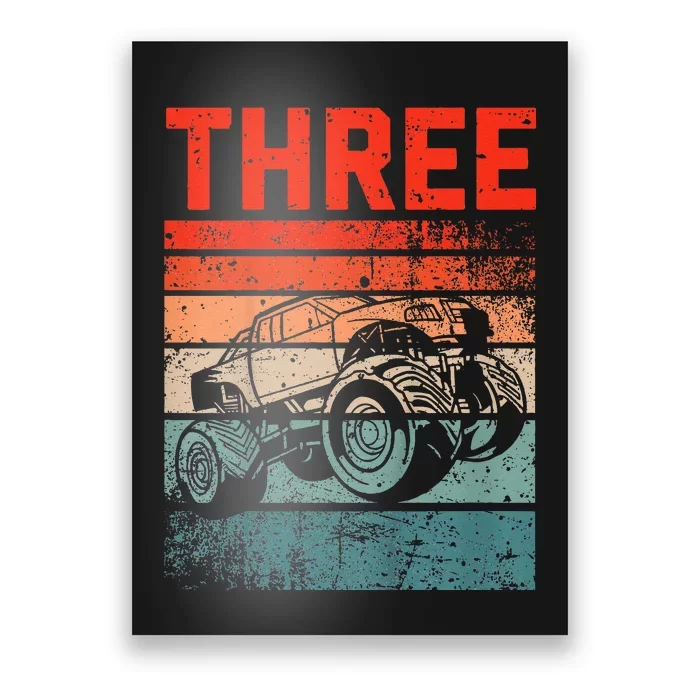 3 Year Old 3rd Birthday Monster Truck Poster