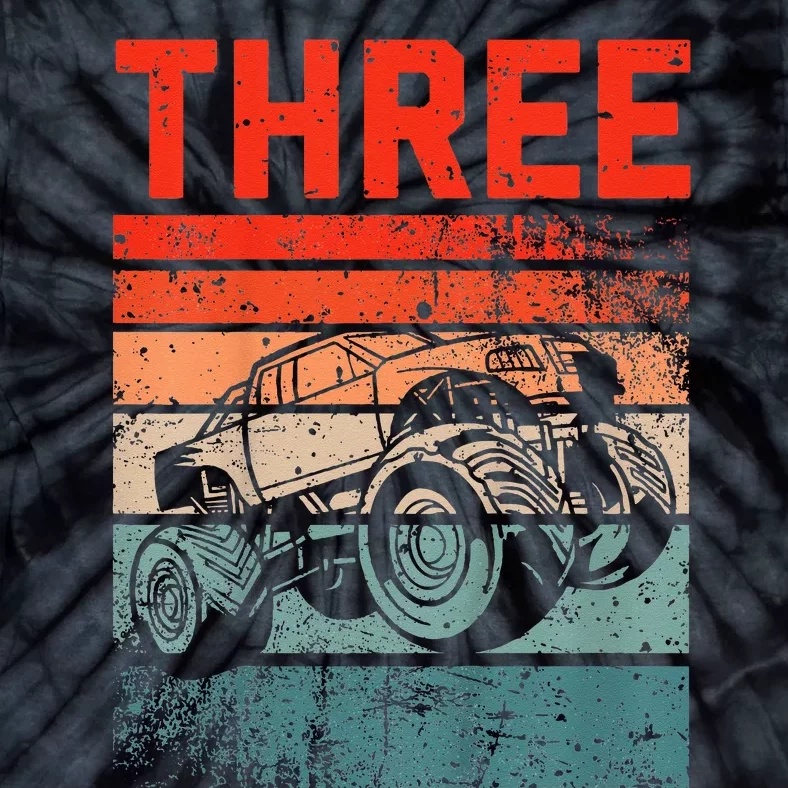 3 Year Old 3rd Birthday Monster Truck Tie-Dye T-Shirt